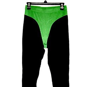 Fashion Brand Company black leggings with green thong size M